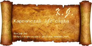 Kapronczai Jácinta névjegykártya